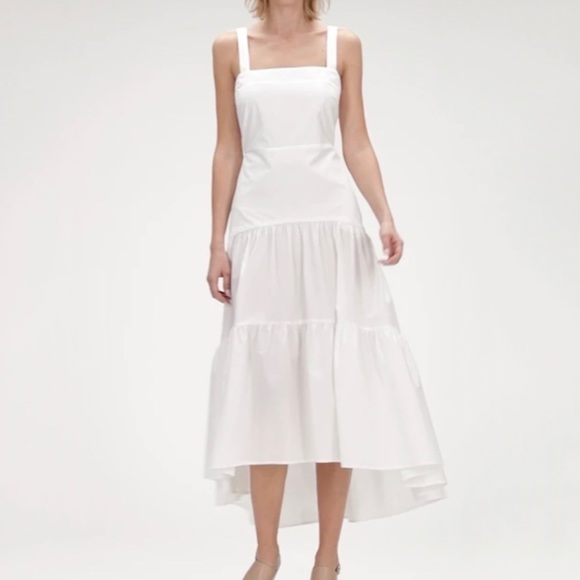 Banana Republic Dresses & Skirts - 𝅺Banana Republic Women’s Tiered Poplin Maxi Dress in White with Pockets Size 4P